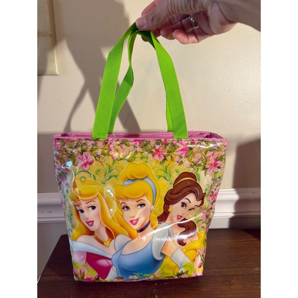 Disney Princess Insulated Lunch Bag Pink Belle Cinderella Aurora Floral Tote